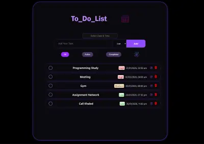 Smart To-Do List App باستخدام React.js لتنظيم المهام بذكاء