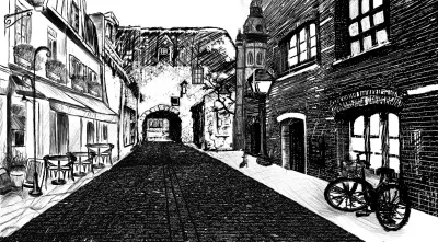 inking for Alley From One perspective point