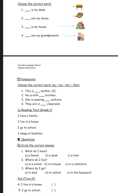 revision sheet for English