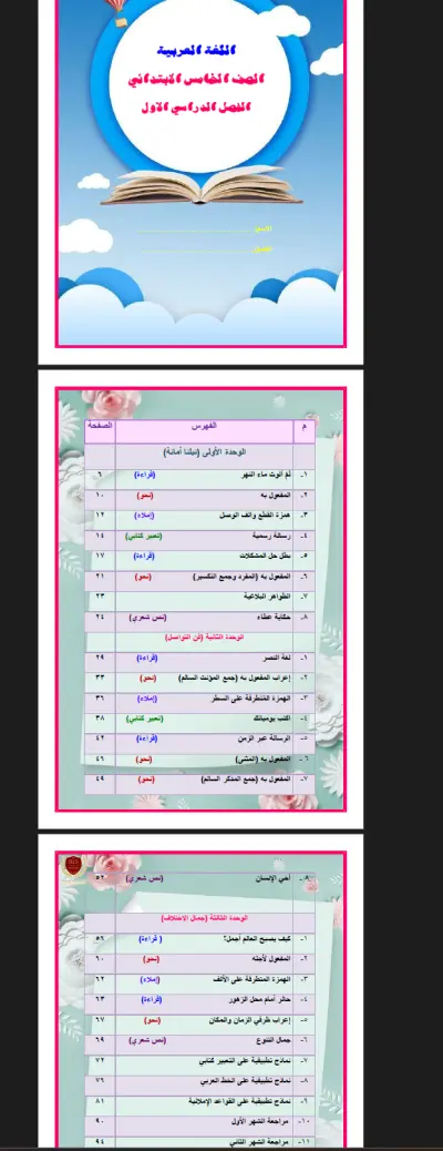 كتاب اللغة العربية للصف الخامس