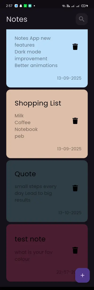 تطبيق ملاحظات ذكي مع دعم التخزين المحلي(Notes App)