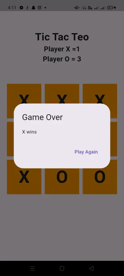 تطبيق لعبة X-O تفاعلية بنظام احتساب النقاط