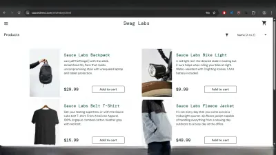 exploratory testing for sausedemo website