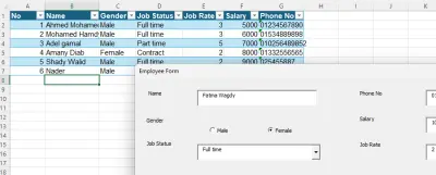 إنشاء فورم لإدخال البيانات في الاكسيل