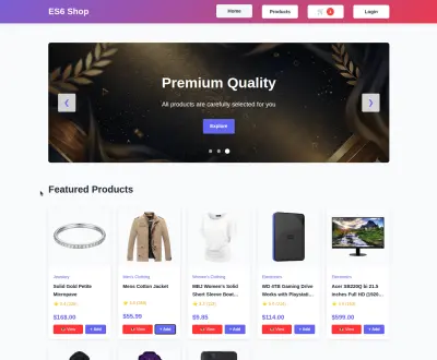 (ES6 Shop) مشروع متجر إلكتروني جاهز للتشغيل بواجهة حديثة مبنية بـ Vanilla JavaScript