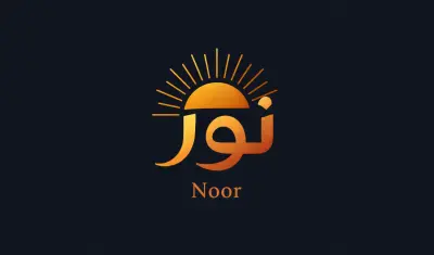 تصميم شعار "نور" بالخط العربي والأيقونة البصرية الفاخرة