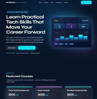 Tech Courses Landing Page