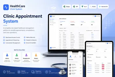 نظام إدارة العيادات والحجوزات الطبية باستخدام Django وVue.js