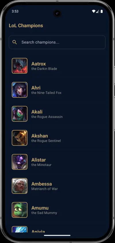 ⚔️ دليلك الشامل لأبطال League of Legends | تطبيق أندرويد (Native)