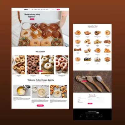 متجر دونتس إلكتروني مع تصميم متجاوب وعرض المنتجات