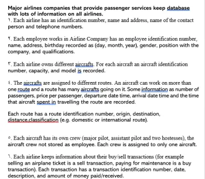 تصميم وبناء قاعدة بيانات (SQL Server) لنظام إدارة شركات الطيران والرحلات الجوية