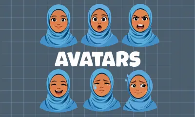 تصميم Flat Characters و تعبيراتها المختلفة