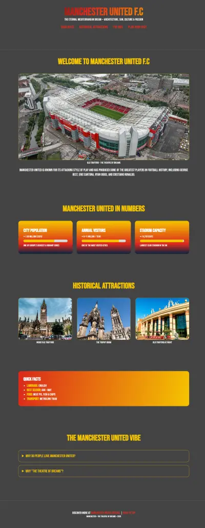landing page Manchester United F.C