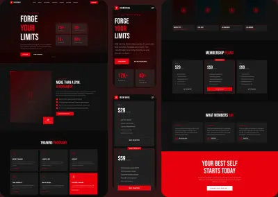 IronForge Gym Landing Page – موقع لياقة بدنية عصري واحترافي