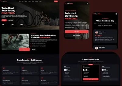 IronPulse Gym – لاندنج بيج احترافية ومتجاوبة بالكامل