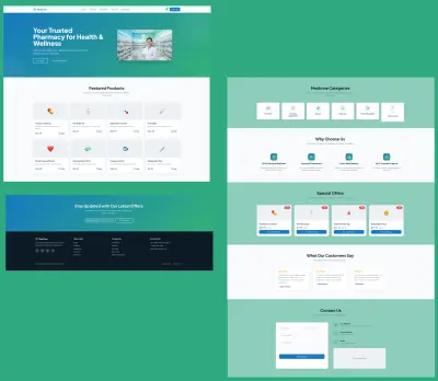 تصميم وتطوير Landing Page احترافية لموقع صيدلية | React + تصميم عصري