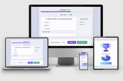 تصميم واجهات نظام اختبارات إلكترونية (تسجيل – تسجيل دخول – امتحان أونلاين)
