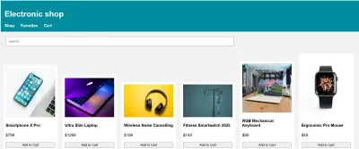 تصميم وتطوير متجر إلكترونيات تفاعلي باستخدام HTML و CSS و JavaScript