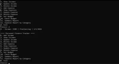 أداة تتبع الميزانية الشخصية