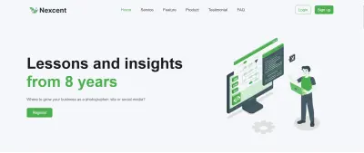 صفحة هبوط عصرية لوكالة رقمية (Nexcent Agency Landing Page) متجاوبة بالكامل