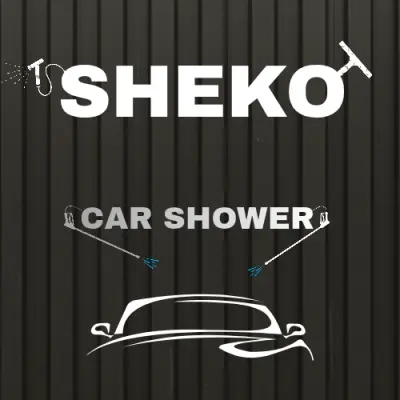 تصميم شعار ترويجي لمشروع كونتينر يستخدم لغسيل السيارات سيارة