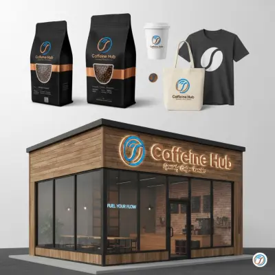 بناء الهوية البصرية لـ "Brand" قهوة مختصة (Caffeine Hub)