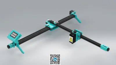 تصميم وتطوير ماكينة نقش وتقطيع بالليزر بنظام الذراع الواحد (Cantilever) محمولة desktop
