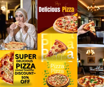 تصاميم سوشيال ميديا إعلانية لمطاعم البيتزا – هوية بصرية جذابة
