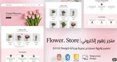 تطوير Front-End لمتجر زهور متجاوب (Responsive) مع تأثيرات تفاعلية