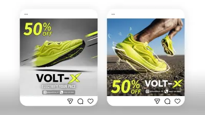 تصميم بوستات سوشيال ميديا لمتجر مستلزمات رياضية