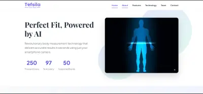 Tafsila – صفحة هبوط لقياس أبعاد الجسم باستخدام الذكاء الاصطناعي