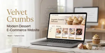 Velvet Crumbs موقع متجر حلويات احترافي بـ React + Tailwind CSS