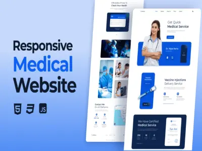 تصميم موقع طبي احترافي (HealthPlus) – قالب متجاوب بواجهة حديثة