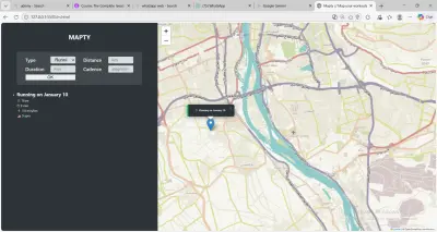 تطبيق ويب لتسجيل التمارين الرياضية وتحديد المواقع الجغرافية باستخدام JavaScript و Leaflet