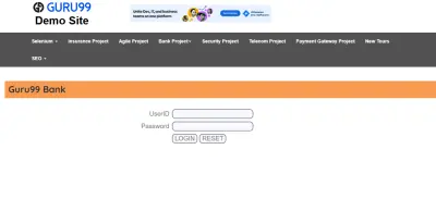 Manual Testing for Guru99 Bank Website - اختبار يدوي لموقع بنك Guru99