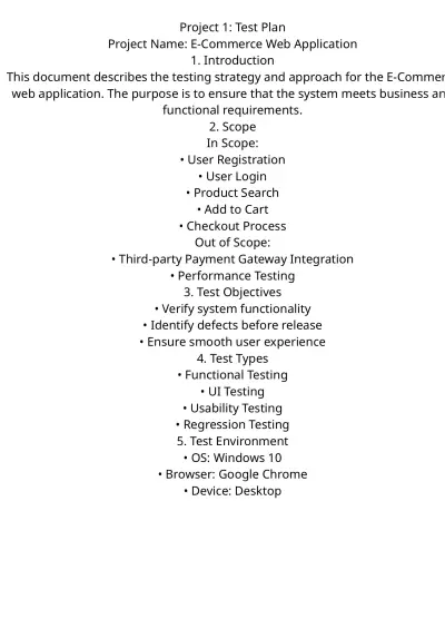 Planning a quality assurance strategy (QA Strategy) for the E-Commerce website