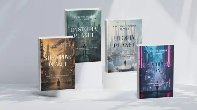 4 أغلفة مخططات رقمية لمؤلفين الروايات و القصص