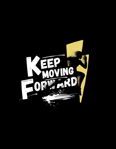 تصميم تيشيرت تحفيزي رياضي بطابع جريء – Keep Moving Forward
