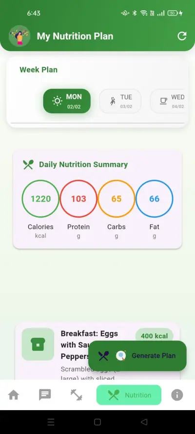 Nutrition Plan Recommender System – نظام ذكي لتوليد خطط غذائية مخصصة باستخدام الذكاء الاصطناعي
