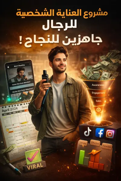 انشاء تقويم للمحتوي شهري لمنتج عناية شخصية للرجال