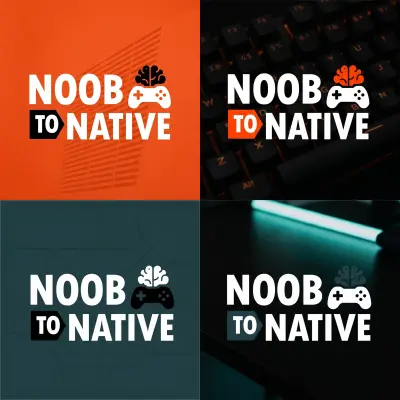 تصميم شعار قناة اليوتيوب "NOOB TO NATIVE" لتعليم الإنجليزية بالألعاب