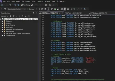قاعدة بيانات لإدارة الامتحانات باستخدام SQL Server