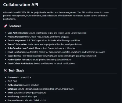 برمجة وتصميم واجهة خلفية (API) متقدمة لنظام إدارة المشاريع والتعاون الجماعي