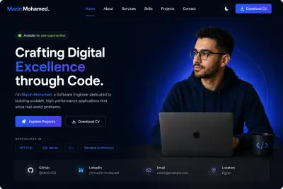 تصميم وتطوير موقع Portfolio احترافي ومتجاوب باستخدام HTML و CSS و JavaScript