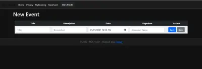 MVC Event Booking System - ASP.NET Core (.NET 8)