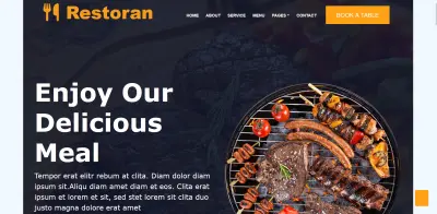 تصميم واجهة موقع مطعم عصري باستخدام html,css