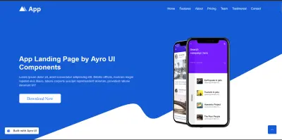 تصميم صفحة تعريفية لتطبيق موبايل Blue style