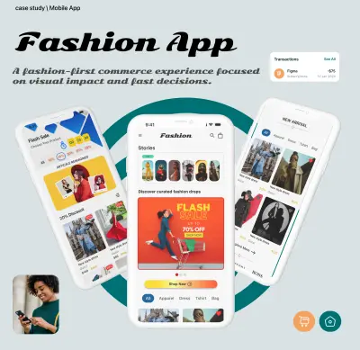 تصميم تطبيق Fashion E-commerce احترافي (UI/UX)