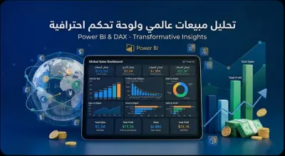 صورة العمل داشبورد لتحليل أداء المبيعات ونمو الأرباح (Power BI)