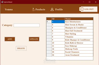 تطوير نظام إدارة متجر مستحضرات التجميل
